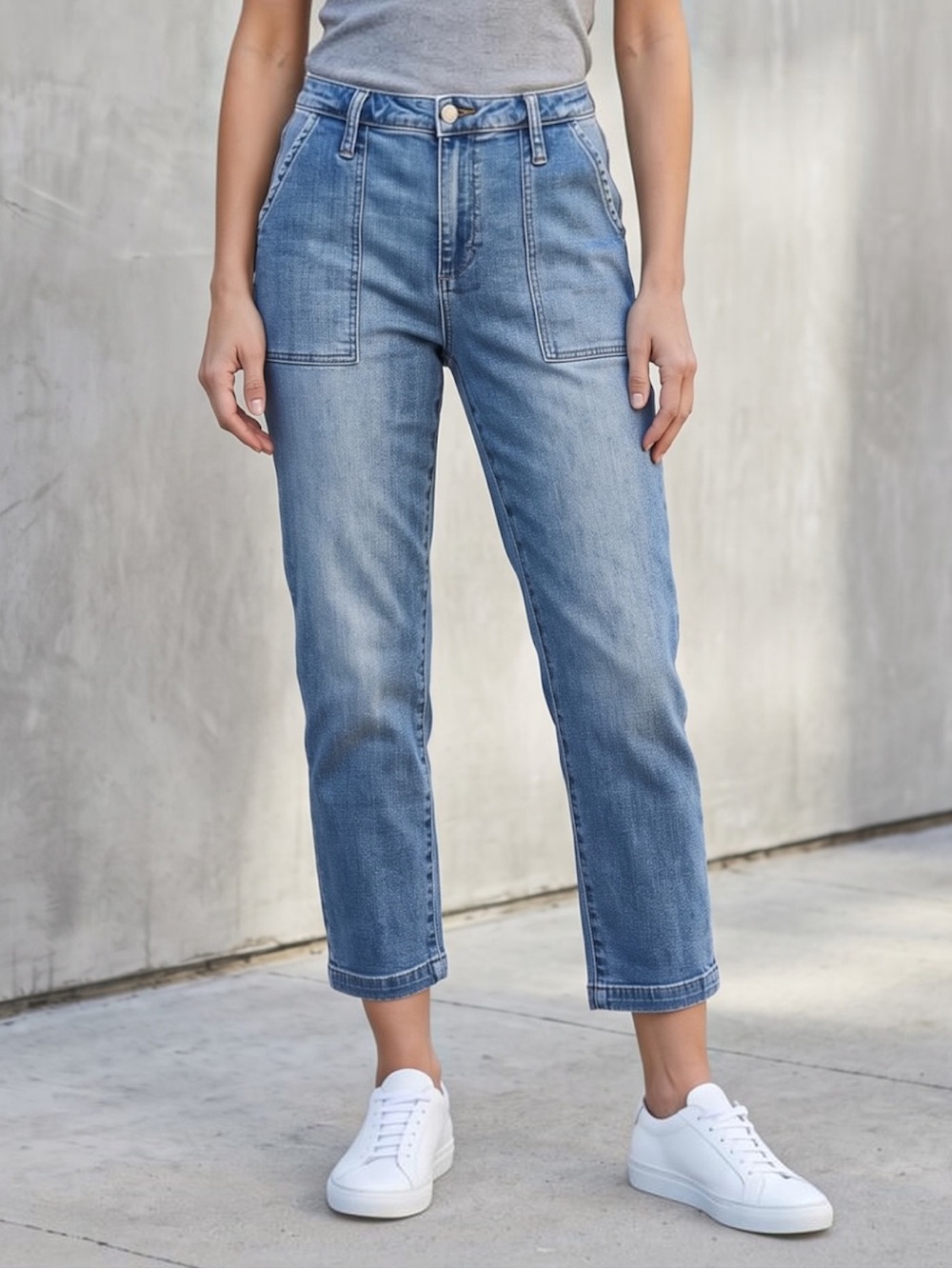 Joe’s Jeans High Rise Straight Crop Utility Jeans Relaxed Mom Fit Light Wash - Picture 1 of 11